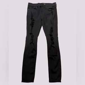 Women’s Express Black Ripped Knee Legging Mid Rise Stretch Jeans Size 6